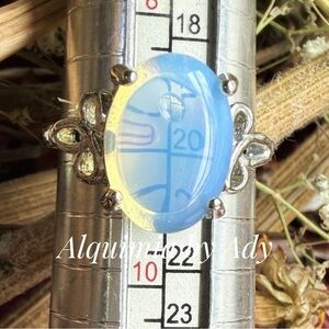 Blue moonstone Victorian ring/manifesting intuition and change healing crystal